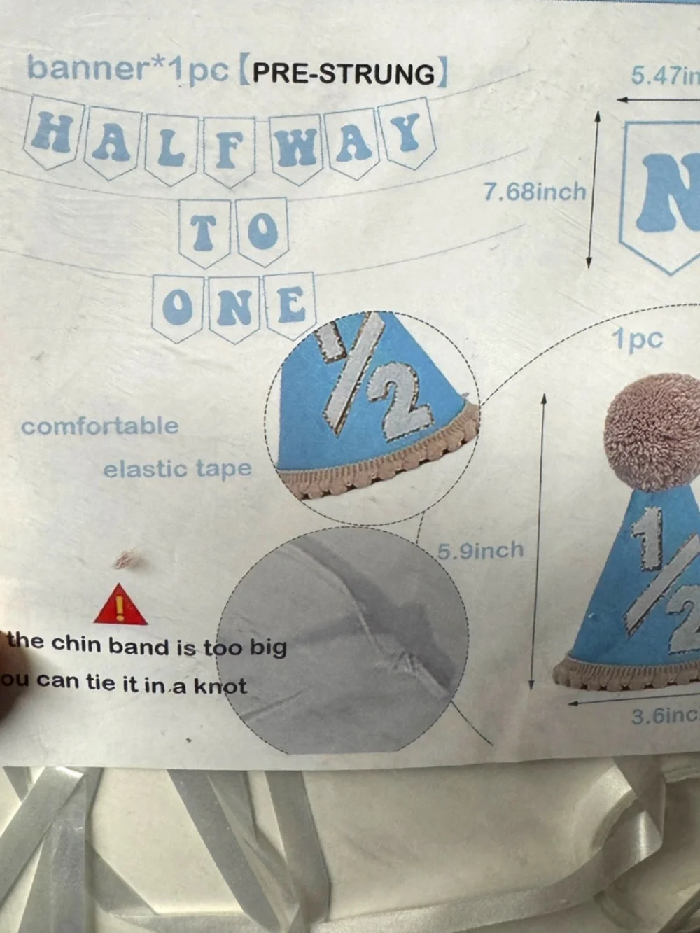 NOT FOR SALE - Blue Half Birthday Decorations Boy 1/2 Hat Banner Halfway to One